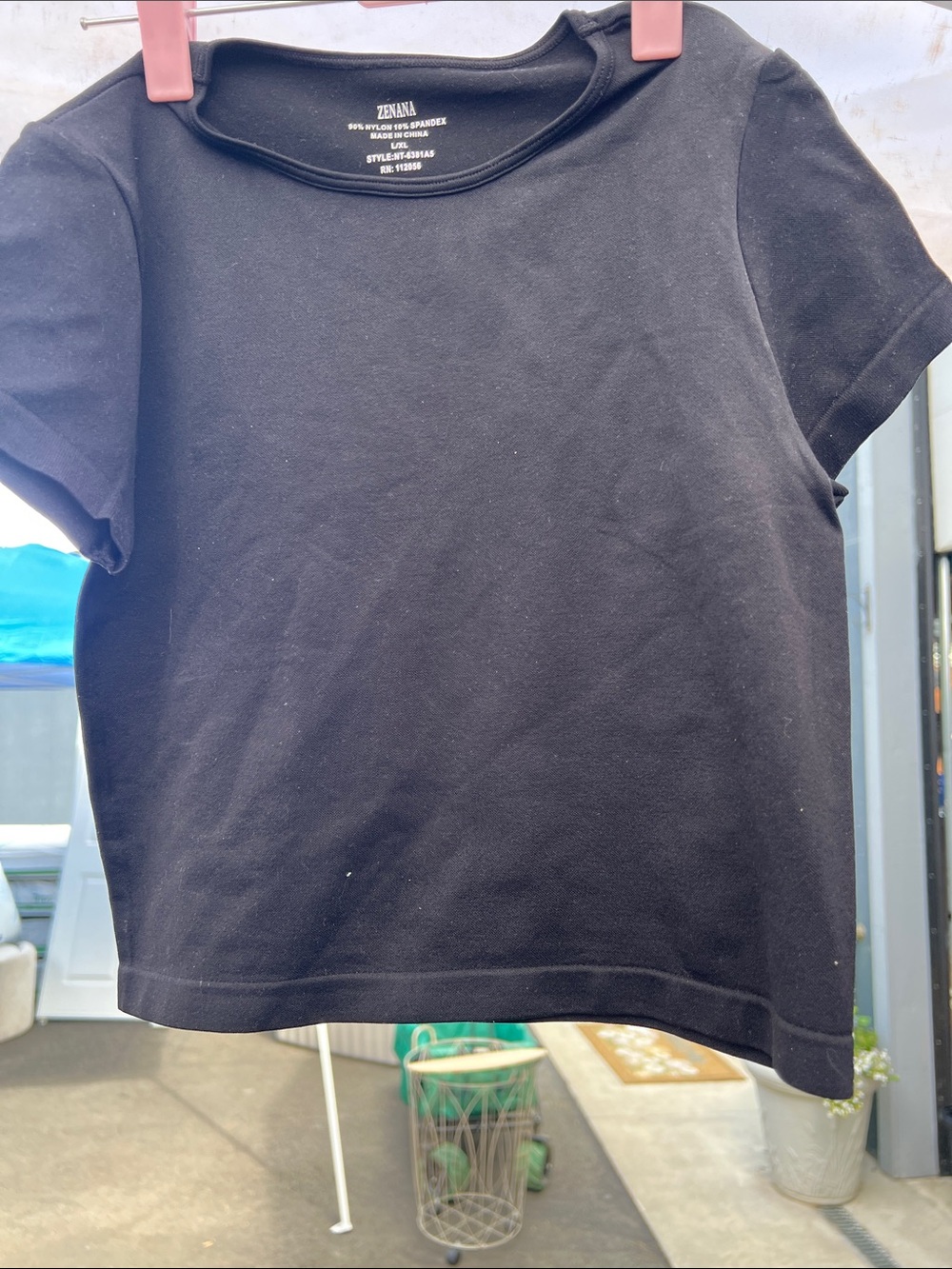 Black Cotton Blend Crewneck Crop Tee bodycon